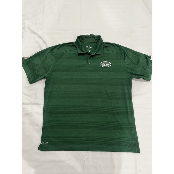 New York Jets Nike NFL On Field Dri-Fit Polo Men's Size XL Green Stripped - Picture 1 of 11